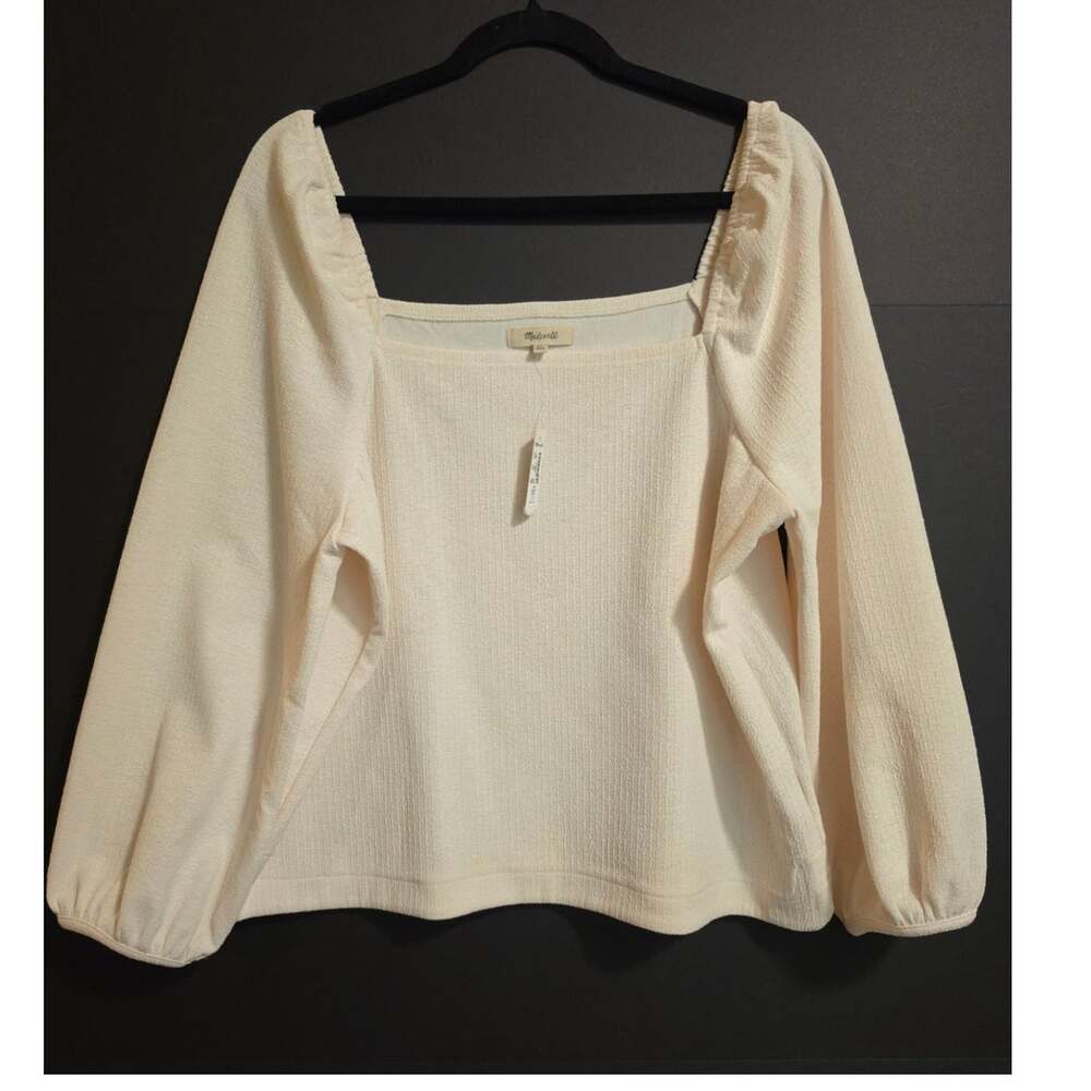 Madewell NWT Cream Textured Square Neck Puff Sleeve Blouse XL Romantic Boho - Picture 12 of 12